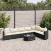 Set de sofás de jardín y cojines 8 piezas ratán sintético negro
