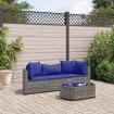 Set de sofás de jardín 4 pzas y cojines ratán sintético gris