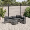 Set de sofás de jardín 7 pzas con cojines ratán sintético gris
