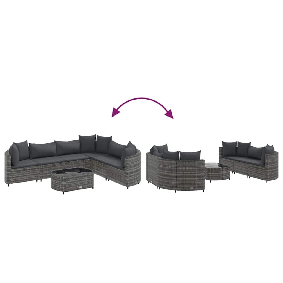 Set de sofás de jardín 7 pzas con cojines ratán sintético