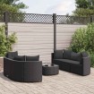 Set de sofás de jardín 7 pzas con cojines ratán sintético negro