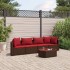 Set comedor de jardín 5 piezas y cojines ratán sintético