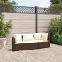 Set sofás de jardín 3 piezas y cojines ratán sintético