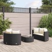 Set de muebles de jardín 5 pzas y cojines ratán sintético negro