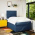Cama box spring con colchón tela azul 120x200