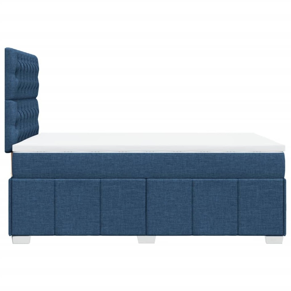 Cama box spring con colchón tela azul 120x200