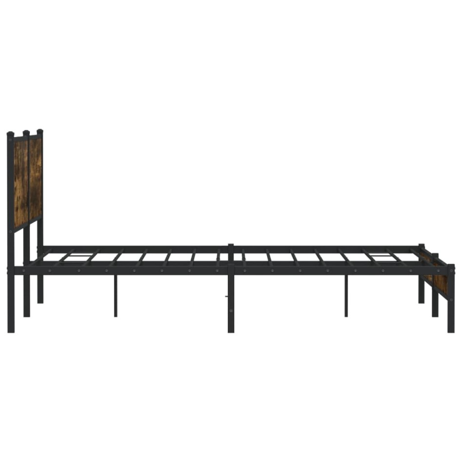 Estructura de cama sin colchón metal roble ahumado 160x200
