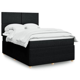 Cama box spring con colchón tela negro 140x190