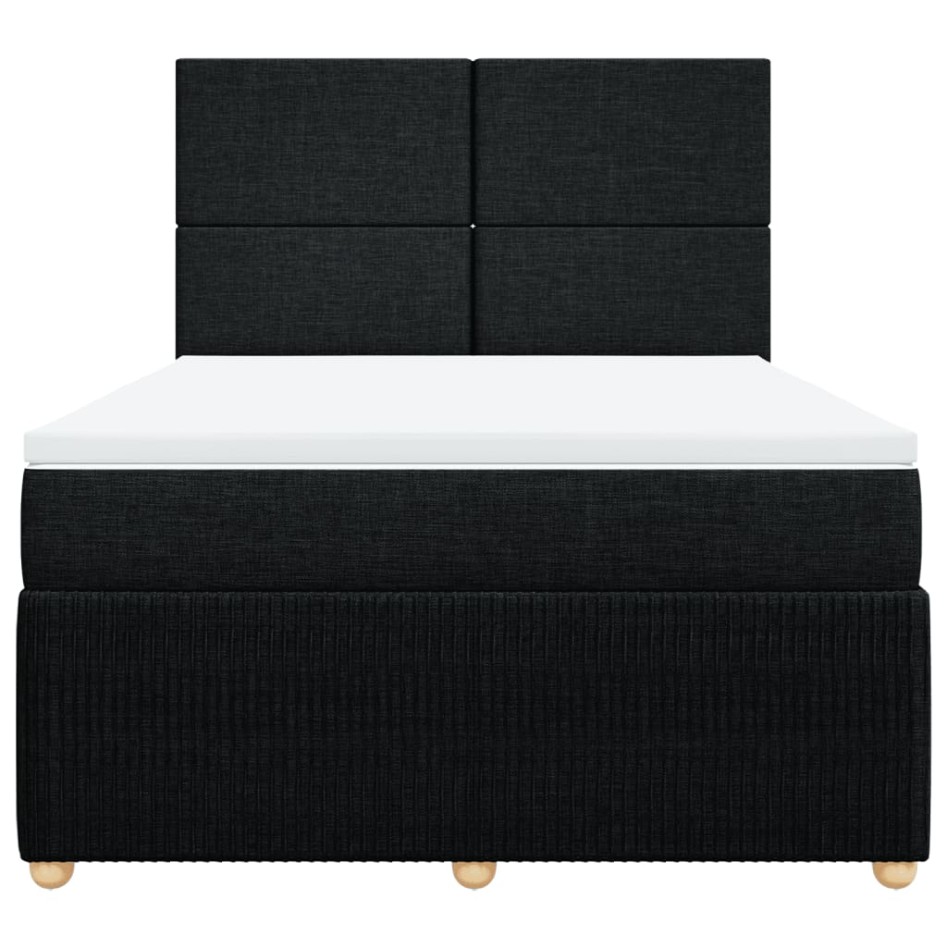 Cama box spring con colchón tela negro 140x190