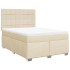 Cama box spring con colchón tela color crema 140x200