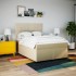Cama box spring con colchón tela color crema 140x200