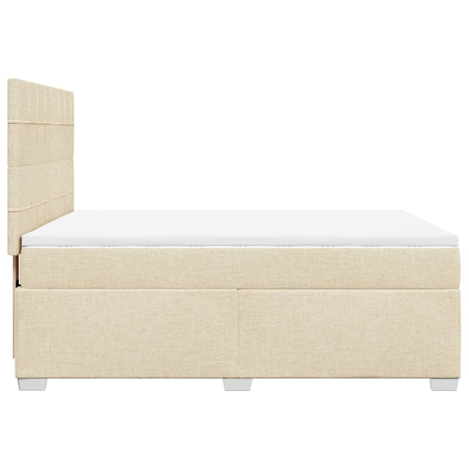 Cama box spring con colchón tela color crema 140x200