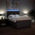 Cama box spring con colchón tela marrón oscuro 140x200