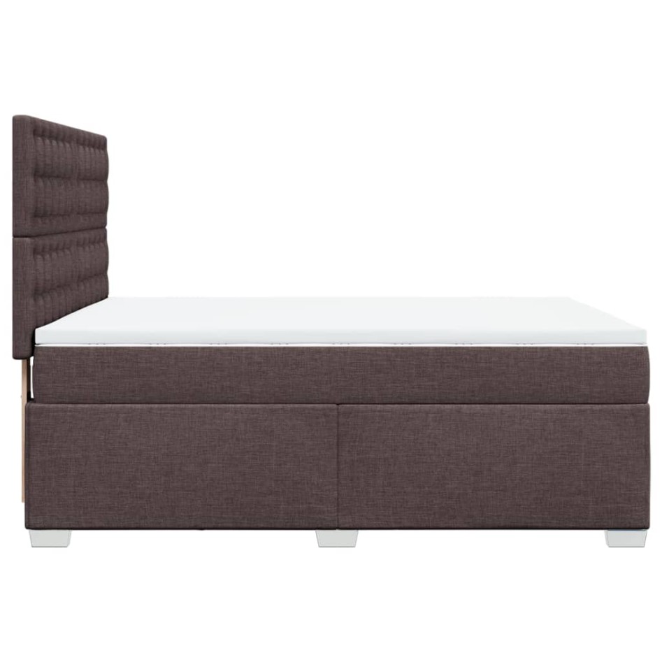 Cama box spring con colchón tela marrón oscuro 140x200