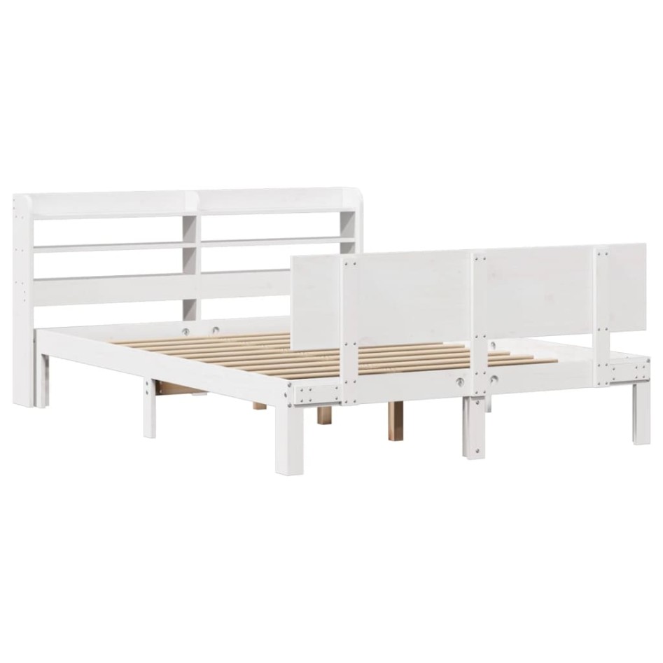 Estructura de cama con cabecero madera pino blanco 135x190