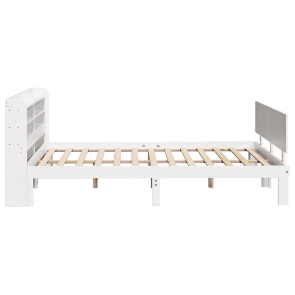 Estructura de cama con cabecero madera pino blanco 135x190