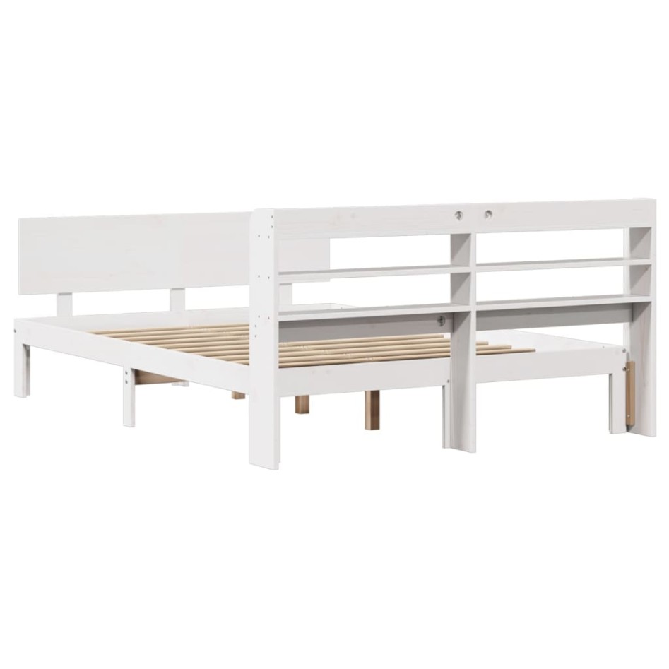 Estructura de cama con cabecero madera pino blanco 135x190