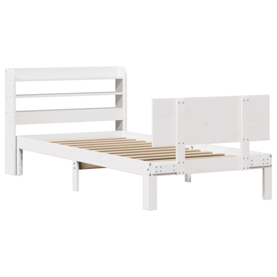 Estructura de cama con cabecero sin colchón blanco 100x200