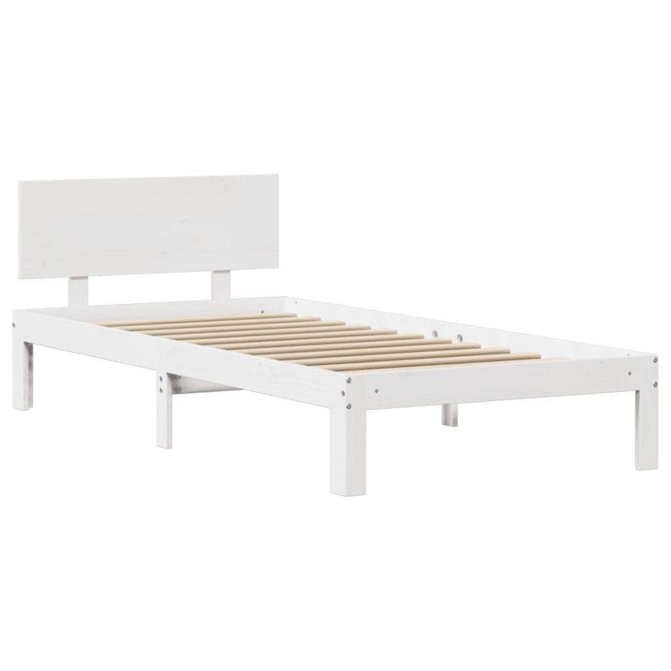 Estructura de cama con cabecero sin colchón blanco 100x200