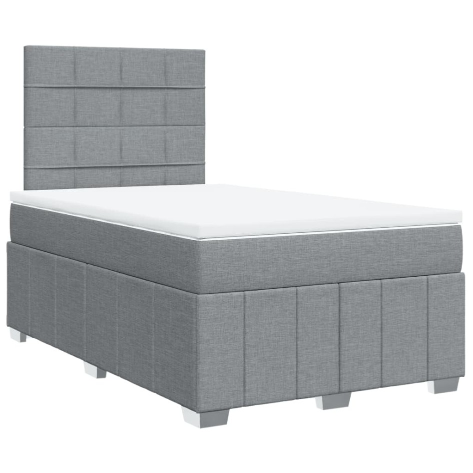 Cama box spring con colchón tela gris claro 120x200