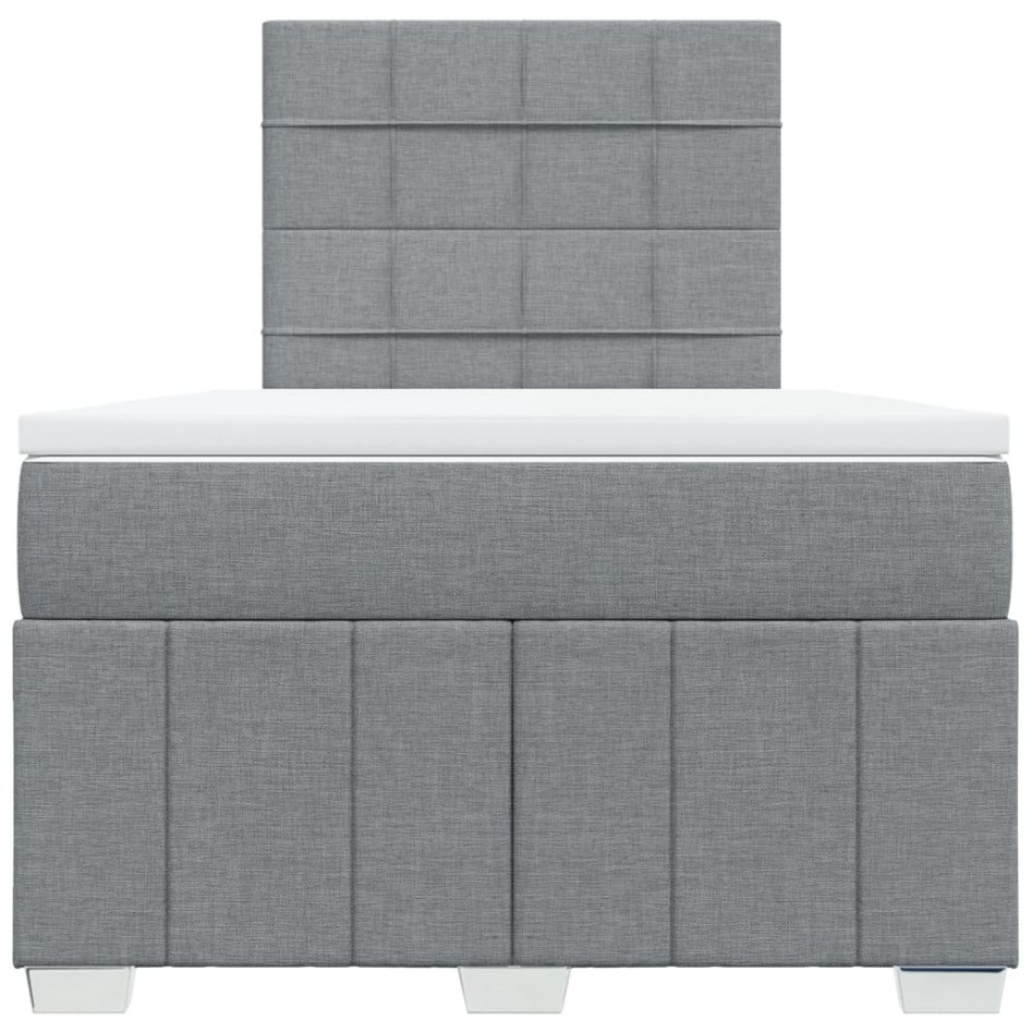 Cama box spring con colchón tela gris claro 120x200