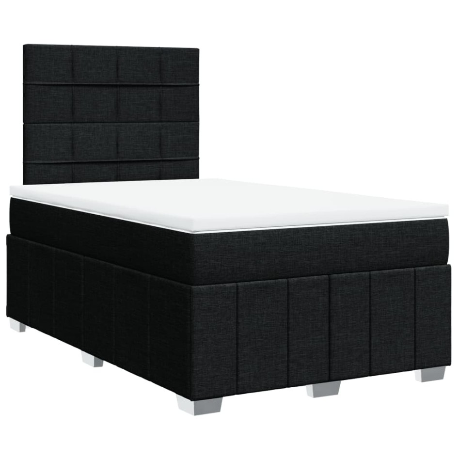 Cama box spring con colchón tela negro 120x200