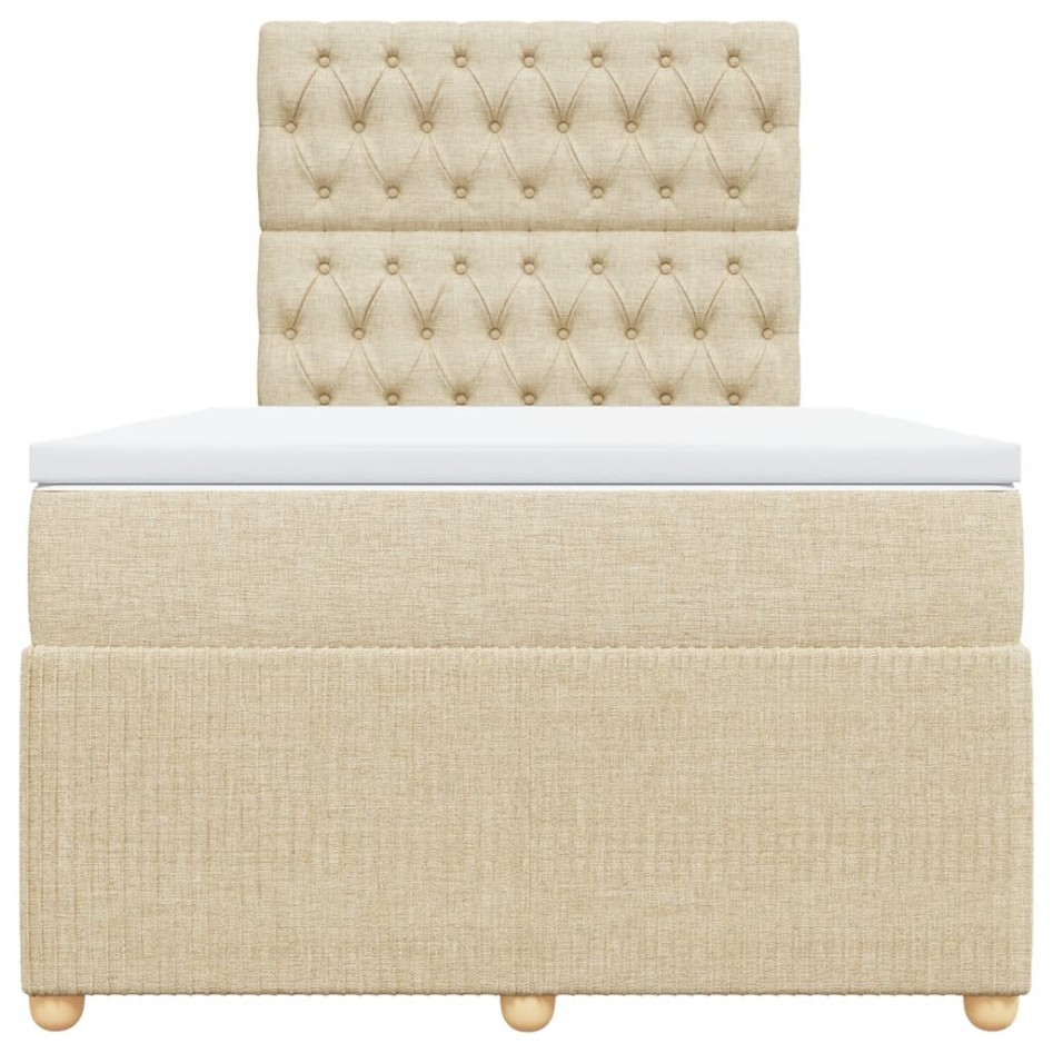 Cama box spring con colchón tela color crema 120x200