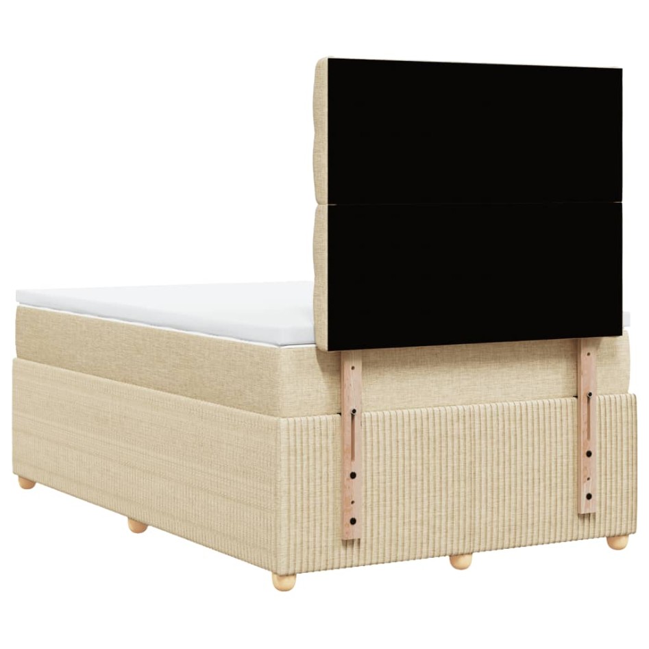 Cama box spring con colchón tela color crema 120x200