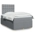 Cama box spring con colchón tela gris claro 120x200