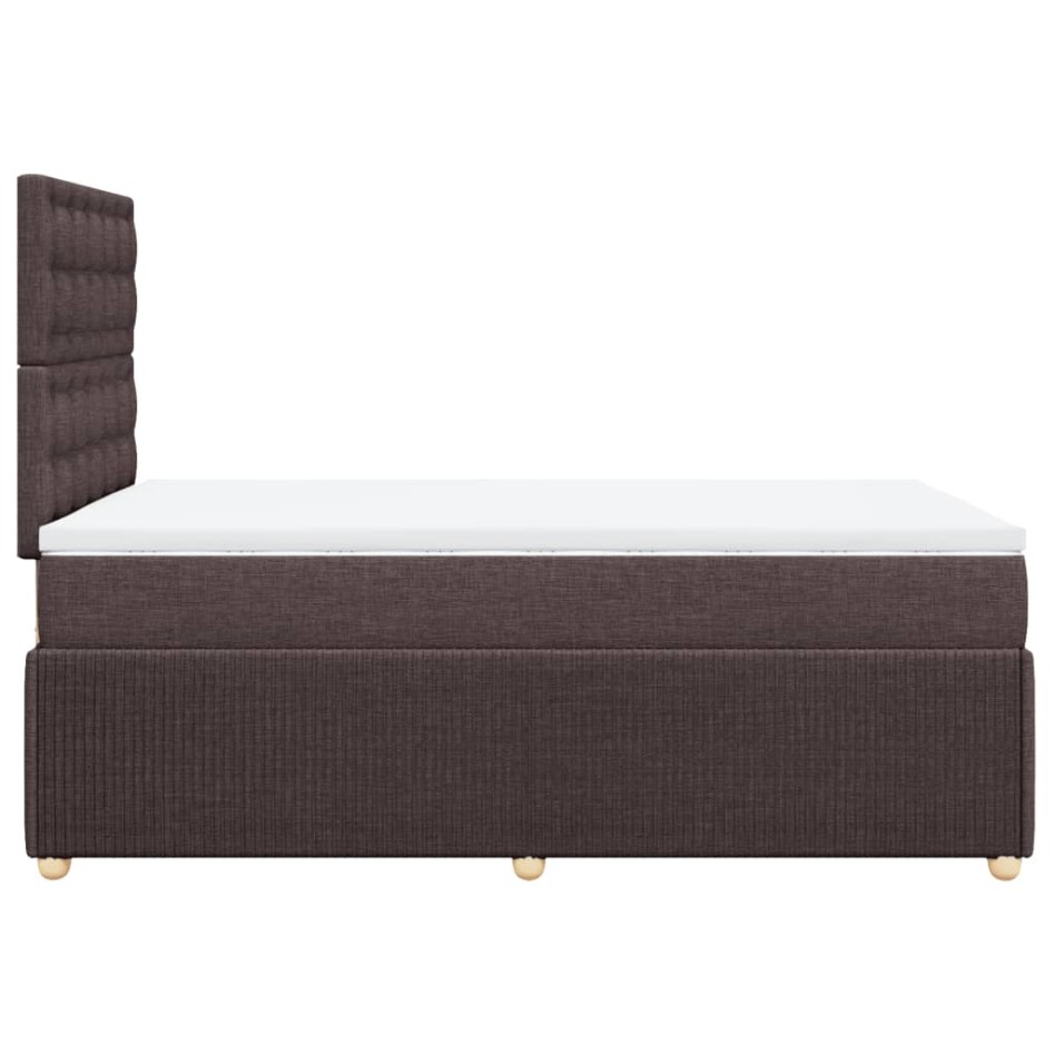 Cama box spring con colchón tela marrón oscuro 120x200