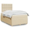 Cama box spring con colchón tela color crema 120x200 cm