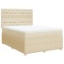 Cama box spring con colchón tela color crema 140x190