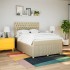 Cama box spring con colchón tela color crema 140x190
