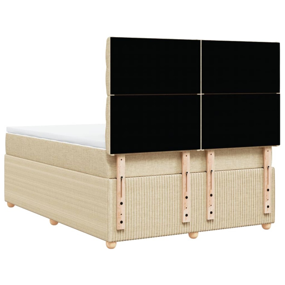 Cama box spring con colchón tela color crema 140x190