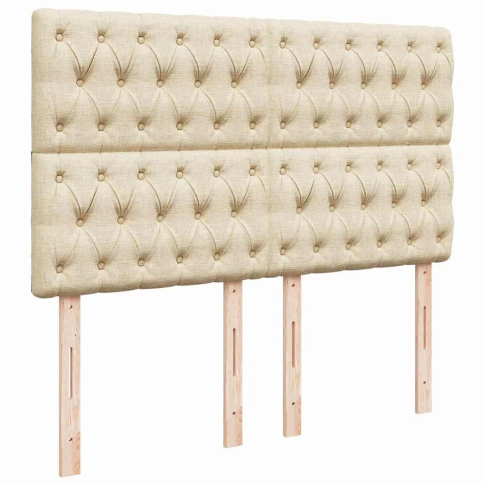 Cama box spring con colchón tela color crema 140x190