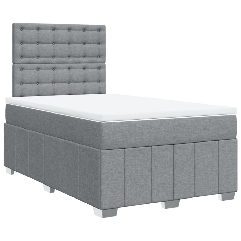 Cama box spring con colchón tela gris claro 120x200