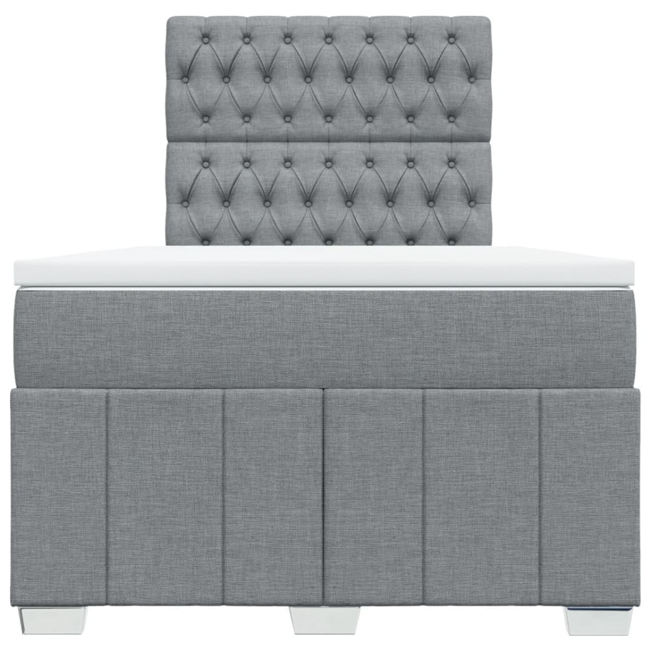 Cama box spring con colchón tela gris claro 120x200