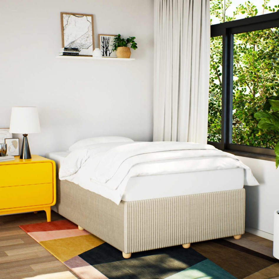 Estructura de cama sin colchón tela crema 120x190