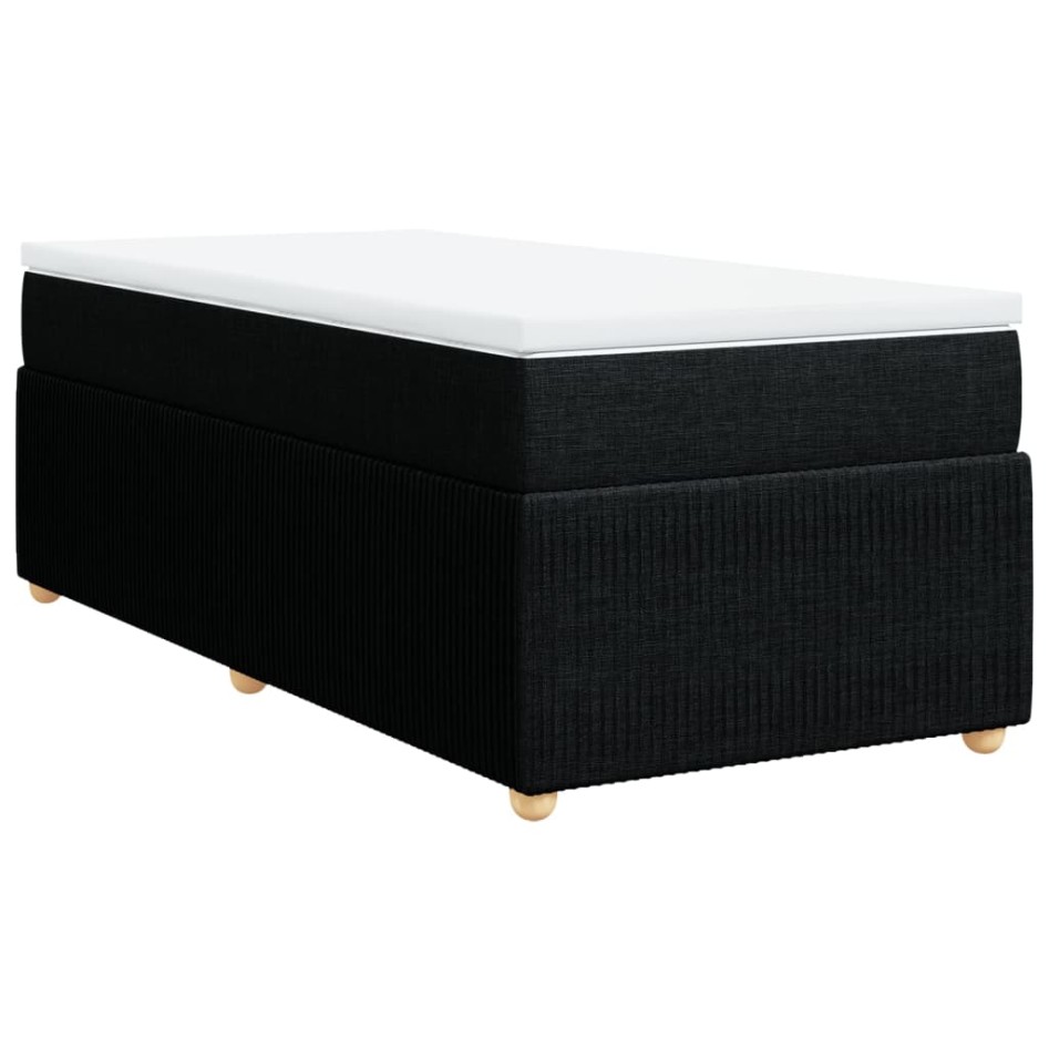 Cama box spring con colchón tela negro 100x200