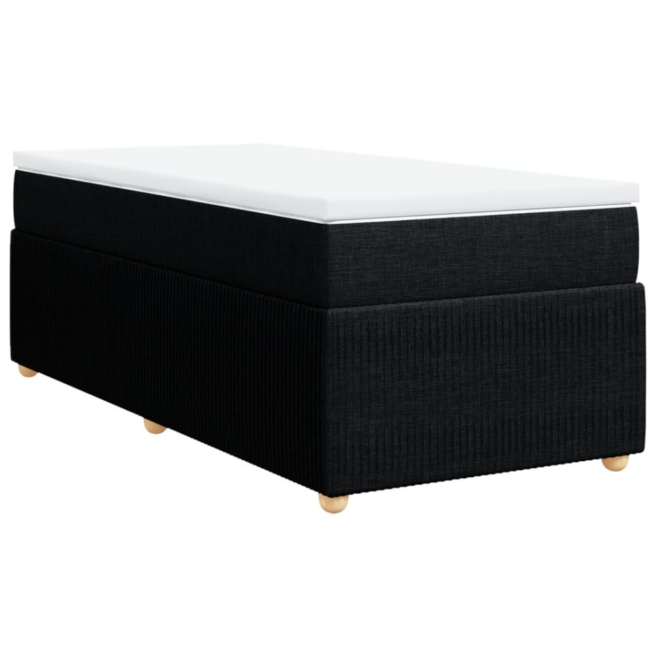 Cama box spring con colchón tela negro 90x200