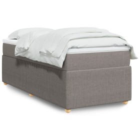 Cama box spring con colchón tela gris taupe 90x200