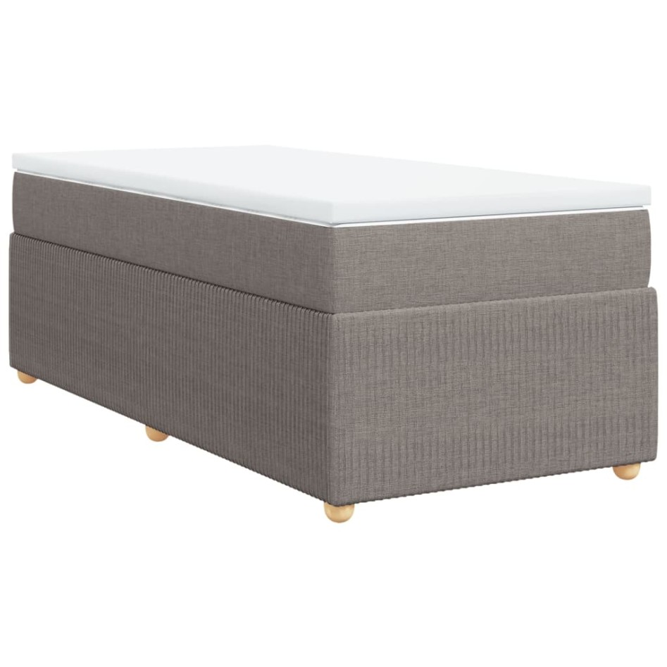 Cama box spring con colchón tela gris taupe 90x200