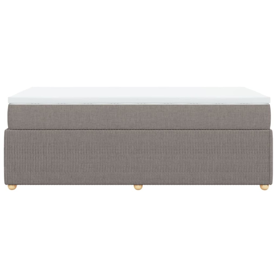 Cama box spring con colchón tela gris taupe 90x200