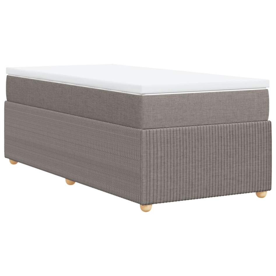 Cama box spring con colchón tela gris taupe 90x200