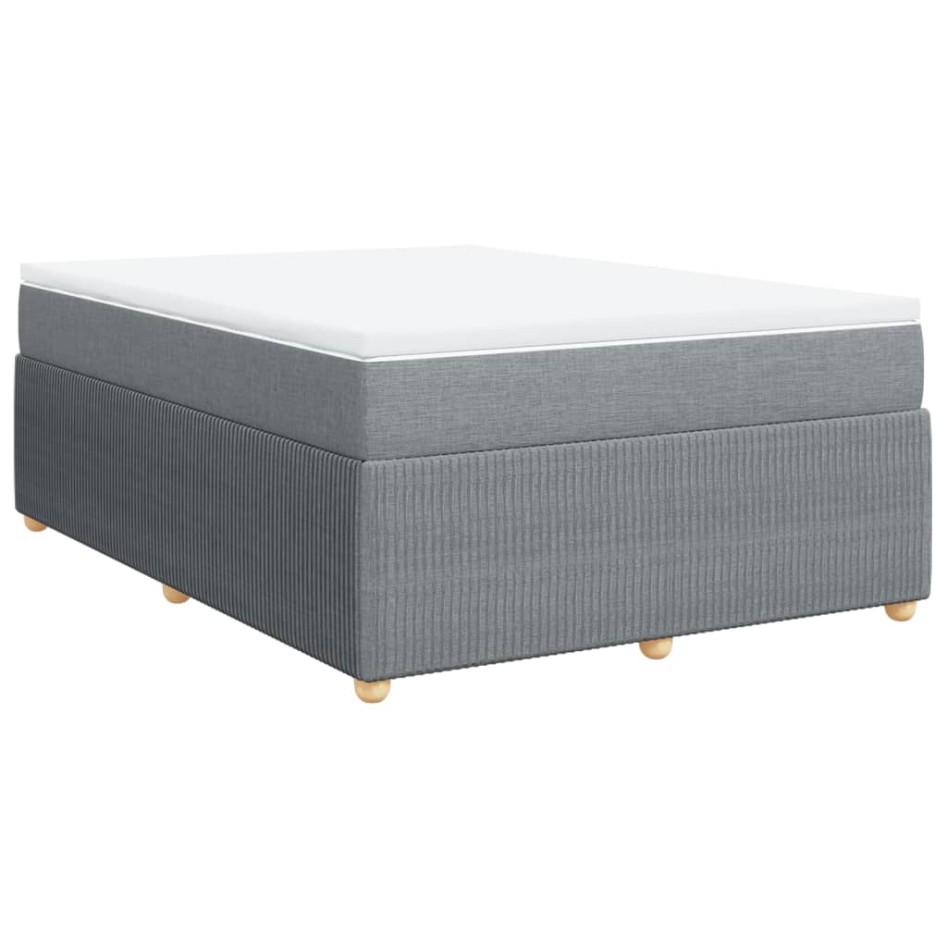 Cama box spring con colchón tela gris claro 160x200