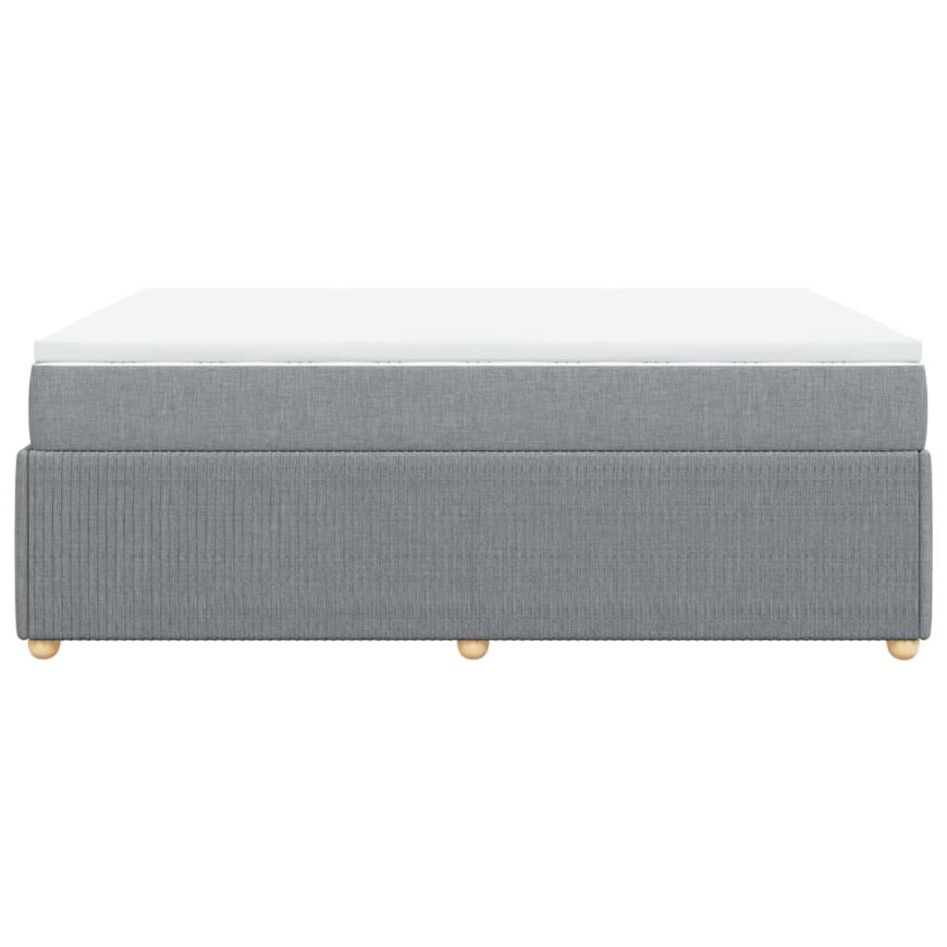 Cama box spring con colchón tela gris claro 140x200