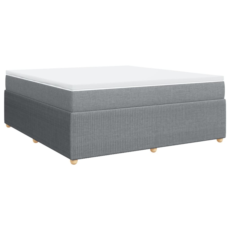Cama box spring con colchón tela gris claro 180x200