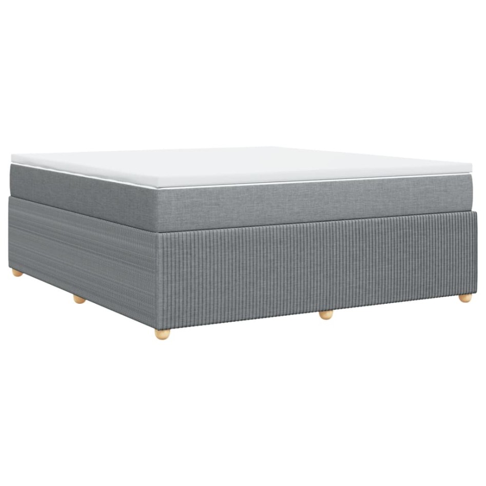 Cama box spring con colchón tela gris claro 180x200