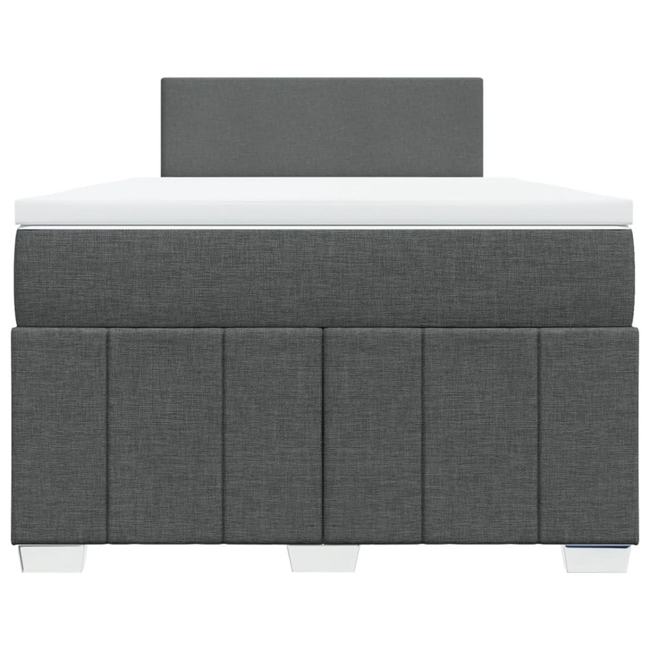 Cama box spring con colchón tela gris oscuro 120x200