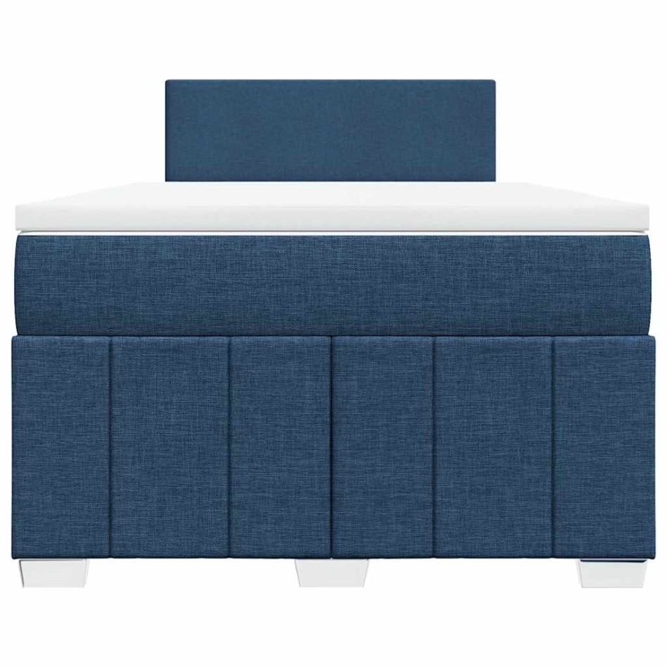 Cama box spring con colchón tela azul 120x200